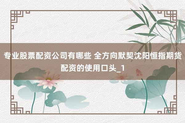 专业股票配资公司有哪些 全方向默契沈阳恒指期货配资的使用口头_1
