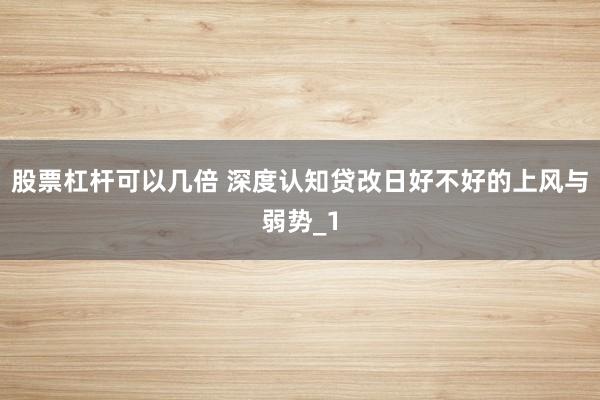 股票杠杆可以几倍 深度认知贷改日好不好的上风与弱势_1