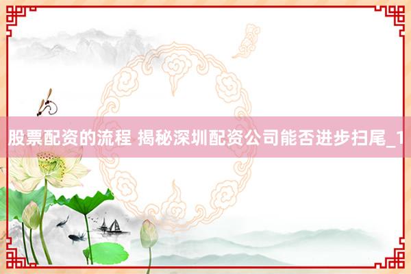股票配资的流程 揭秘深圳配资公司能否进步扫尾_1