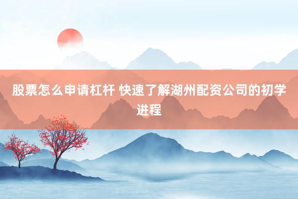 股票怎么申请杠杆 快速了解湖州配资公司的初学进程