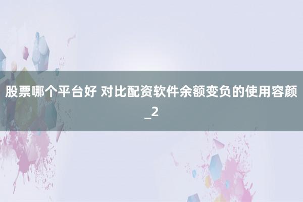 股票哪个平台好 对比配资软件余额变负的使用容颜_2