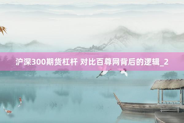 沪深300期货杠杆 对比百尊网背后的逻辑_2