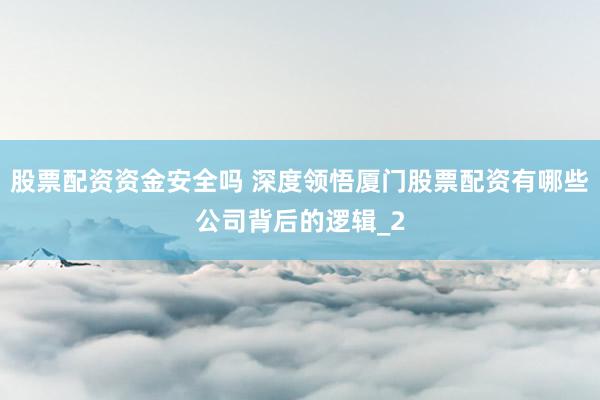 股票配资资金安全吗 深度领悟厦门股票配资有哪些公司背后的逻辑_2