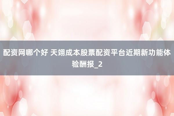 配资网哪个好 天翊成本股票配资平台近期新功能体验酬报_2